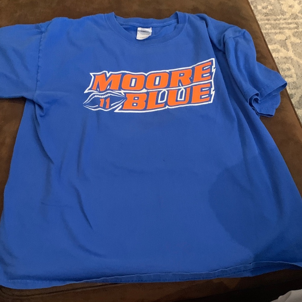 Gildan Royal Blue Tee with Orange and White Graphic
